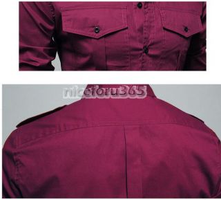  Stylish Casual Button Front Long Sleeve Slim Fit Shirts 3 Color