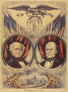 1818 Democrat Free Soil Party Campaign Poster Martin Van Buren Adams