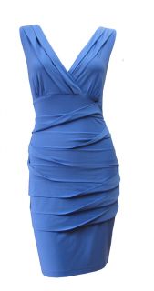 French Blue Stretch Contour Pencil Cocktail Dress Verity Size 12 New
