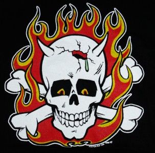 Mens XL Rockabilly T Shirt Flame Skull Piz Artist Vince Ray Kustom