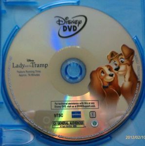  Lady and The Tramp 2012 DVD Disc Only