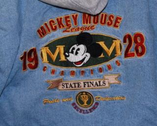 Mickey Mouse League 1928 Champs Denim Jacket Hoodie Disney Large Adult