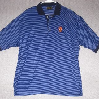 Excellent Bobby Jones Golf Polo Shirt Golfer Placket Blue Stripe Mens