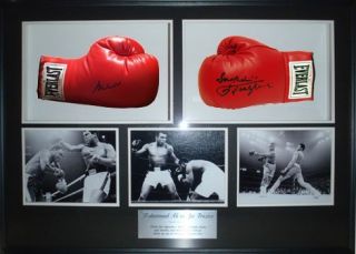 Muhammad Ali Joe Frazier Steiner Signed Boxing Glove 25x38 Shadow Box