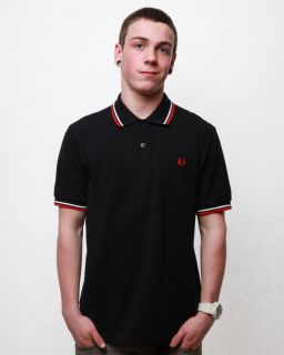 Fred Perry Mens Classic Polo Shirt Navy White Red Size XLarge