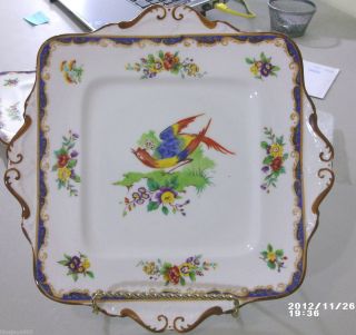 Paragon Fine Bone China Handled Bird Square Cake Plates England