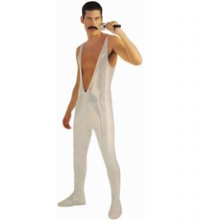 Freddy Mercury Queen Silver Sequin Jumpsuit Adult Costume Large