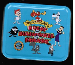   BULLWINKLE Collectible Mini Metal Lunchbox with PIN Fossil Watch BOX