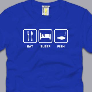 Eat Sleep Fish T Shirt Medium Funny Fishing Gear Hunting Bass Outdoor