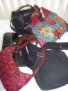  of 7 handbags purses wallets new use VINTAGE LEATHER and FOSSIL CLOTH