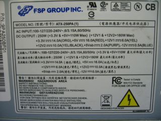 FSP Group ATX 250W Power Supply 250 Watt PSU ATX 250PA