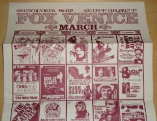 Fox Venice Movie Theater Promo Ad Flyer Poster March 1975 Mailer