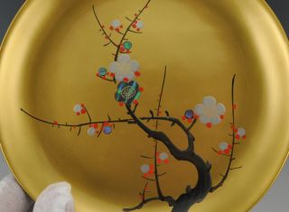 Lovely Fuji Japanese Lacquered Bowl Plate Tree Design