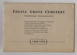 1938 Edgell Grove Cemetery Graveyard Framingham MA