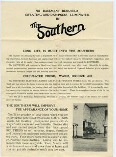 southern electric lighted gas floor furnace brochure 1930 s