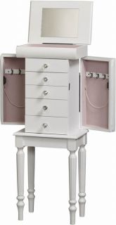 New Crisp White Jewelry Armoire Box Lingerie Chest Lined Floor Fast