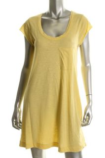 Fresh Laundry New Yellow Scoop Neck Short Sleeve Shirt Casual Dress L