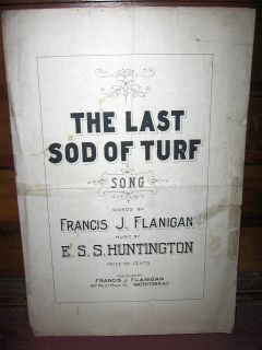  WATERTOWN NEW YORK SHEET MUSIC THE LAST SOD OF TURF FRANCIS J FLANIGAN