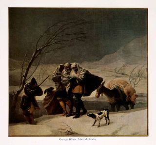 1957 Tipped in Print Francisco Goya Winter Oil Painting Madrid Prado