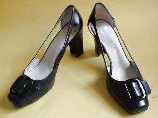 Franco Sarto Black Cut Out Heels Patent Buckle Leather Sz 8 5 Shoes