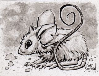 Mouse Meow Jones Goth Cute ACEO Original Art Pop Comic Gary Shipman