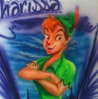 Airbrush Peter Pan Tinkerbell Fairy Captain Hook Cool T Shirt