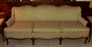 Fogle Furniture Company Formal Mahogany Framed Upholstered Sofa Beige