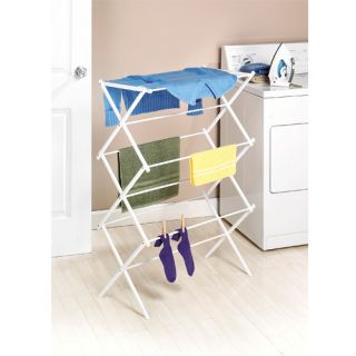 Folding Clothes Drying Rack White Steel Laundry Dryer