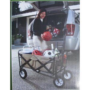 Collapsible Wagon Sports Folding Utility Cart Brown