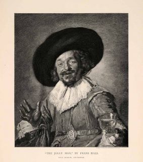 1895 Wood Engraving Timothy Cole Frans Hals Jolly Man Dutch Golden Age