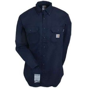 Carhartt Shirts LARGE REG FRS160 DNY Flame Resistant Twill Work Shirt
