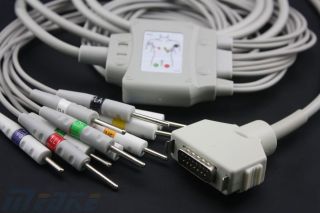 Fukuda Denshi 10 Lead Shielded EKG Cable AHA Din3 0 15 pins connector