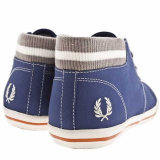 FRED PERRY BYRON MID COLLAR MENS BLUE FABRIC TRAINERS SIZE 11