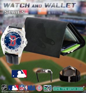 MLB Mens Game Time Watch Wallet Gift Set Team Logo Watch Embossed