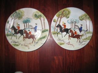  PAINTED DECORATIVE PLATES BISCHOFF CHERRY FURLAN 12 INCHES HORSE THEME