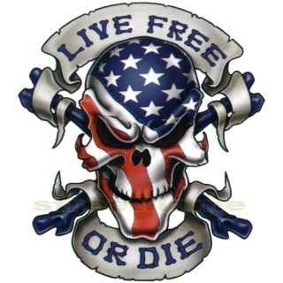 Live Free Decal Graphic for Motorcycle Windscreens Skull American Flag