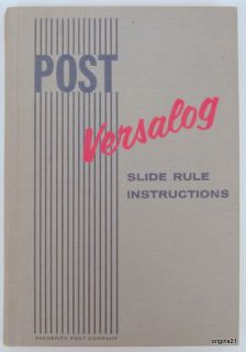 Frederick Post Versalog Slide Rule Instruction Manual Hardcover Book