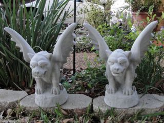Two New Gargoyles Concrete Statue Garden Stone Yard Art Decor Gothic