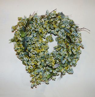 French Country Decor Blue Yellow Berry Floral Wreath 18