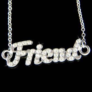  Crystal Love Best Friends Friend Letters Friendship Pendant Necklace