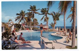 011713s Fort ft Lauderdale Vintage Postcard Sea Ranch Motel Folks Pool