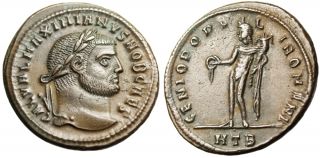 Galerius AE Follis Genius HTB Heraclea Ric 20B NEF Authentic Roman