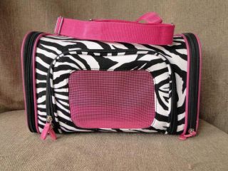 nwt zebra stripe and pink dog carrier