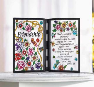 Friendship Poem Plastic Stained Glass Like Plaque