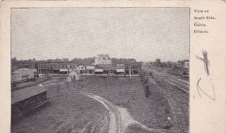Galva Illinois South Side 1900s Train Old Postcard