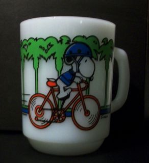 Snoopy Pedal Power Anchor Hocking Fire King Collector Vintage Mug