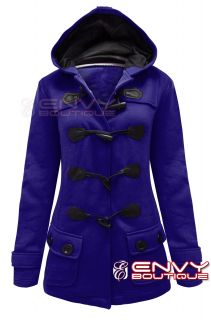 New Ladies Womens Hood Duffle Trench Hooded Pocket Coat Jacket Size 8