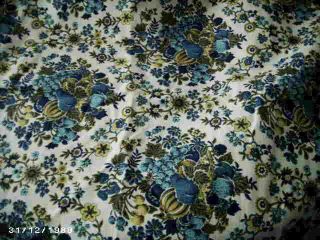  WAVERLY FABRIC HITCHCOCK STENCIL FLOWER FRUIT MATERIAL GREEN BLUE