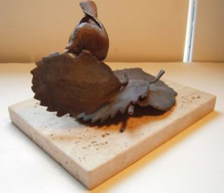 Early Gary Lawrence Bird w Leaves Sculpture Oregon Art