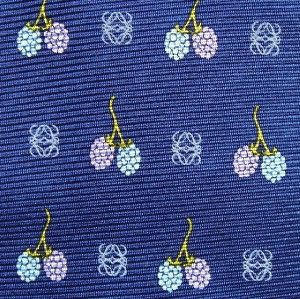 Loewe Tie Necktie Logo Berries Frutos Blue